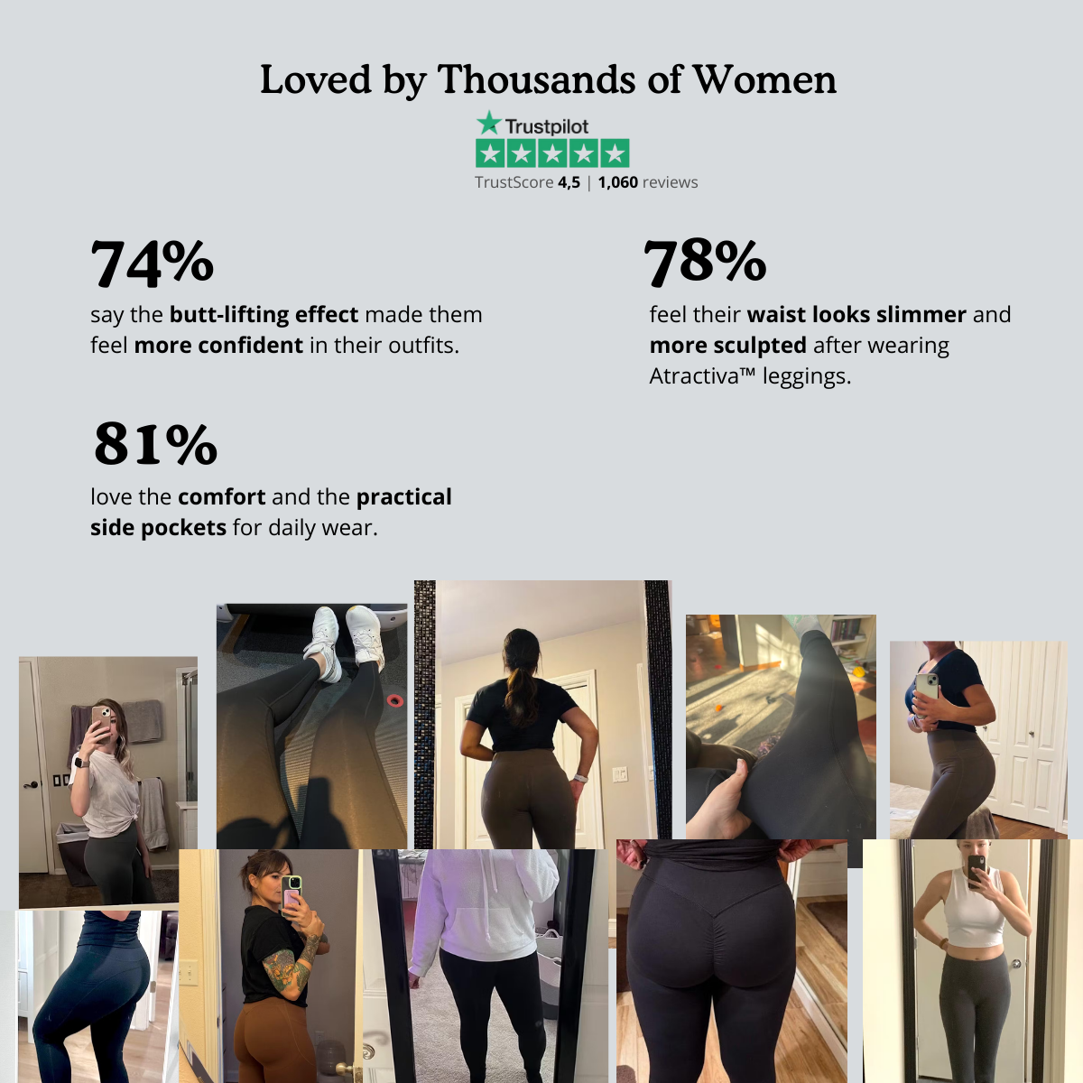 Atractiva™ High-Waisted Shaping Leggings with Butt Lift & Side Pockets