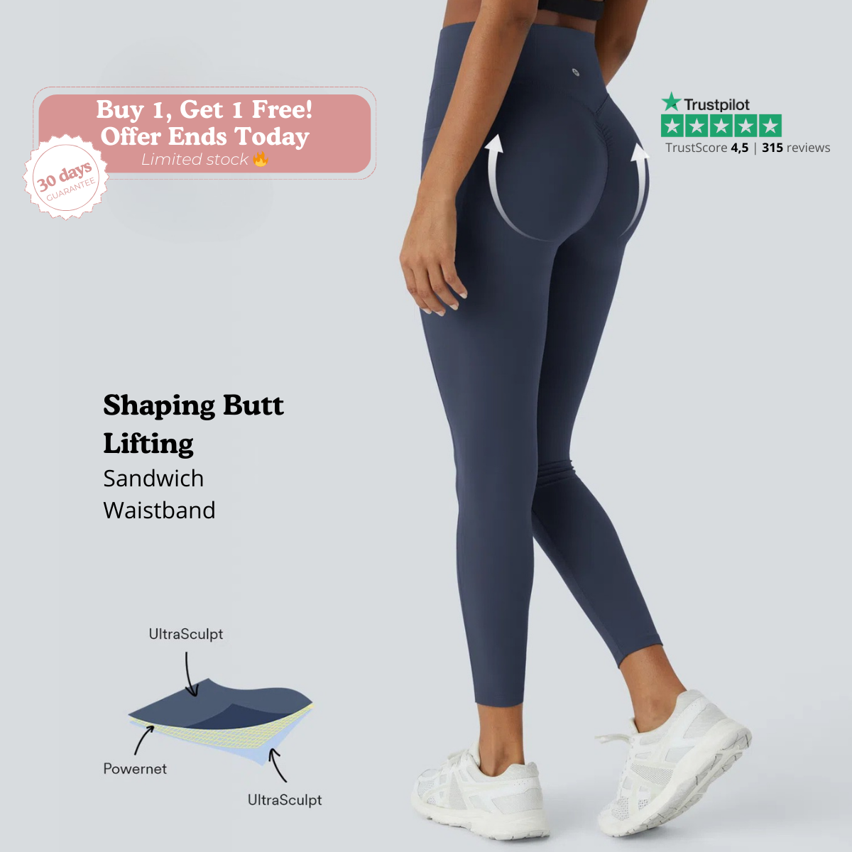 Atractiva™ High-Waisted Shaping Leggings with Butt Lift & Side Pockets