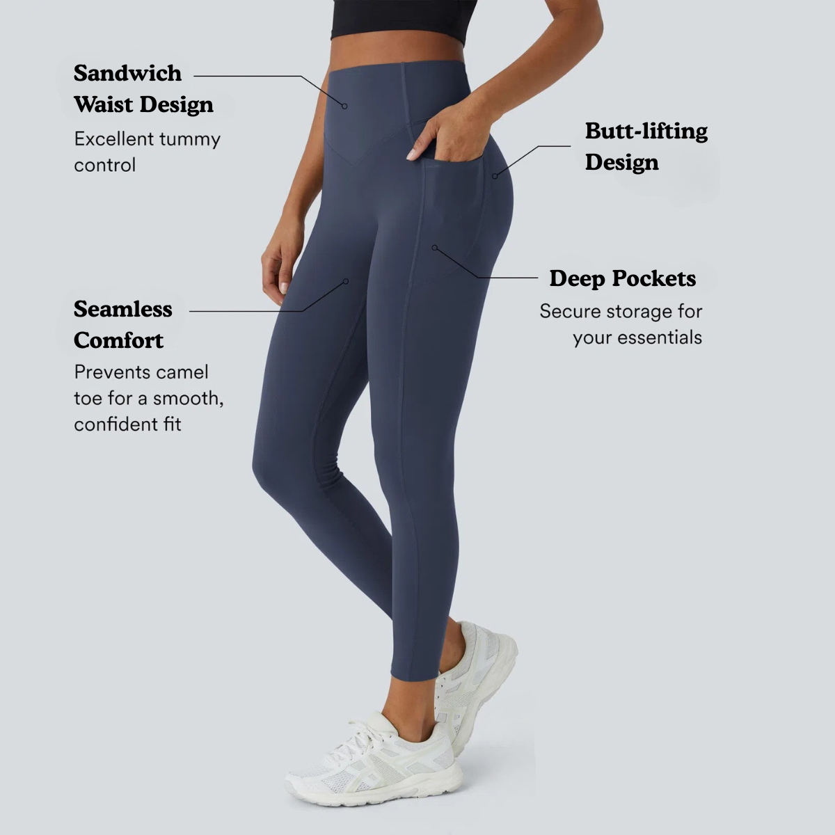 Atractiva™ High-Waisted Shaping Leggings with Butt Lift & Side Pockets